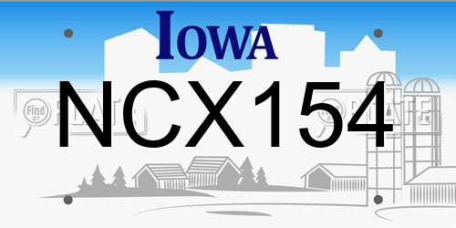 NCX154 Iowa License Plate