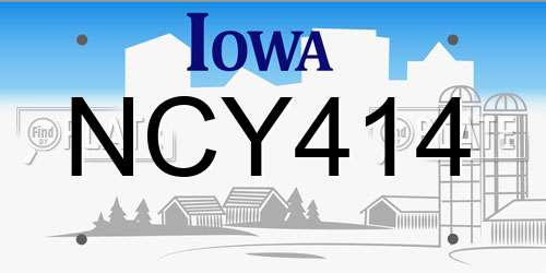 NCY414 Iowa License Plate