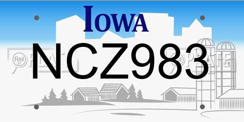 NCZ983 Iowa License Plate