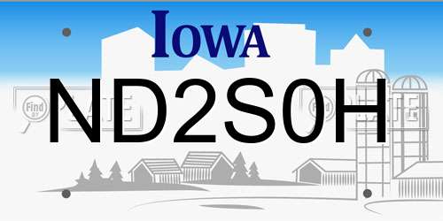 ND2S0H Iowa License Plate