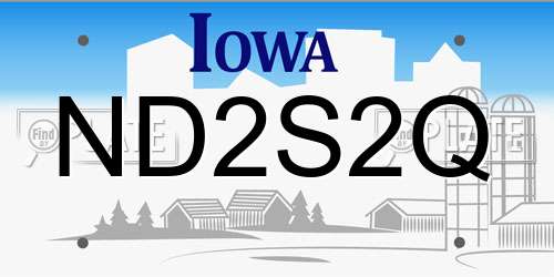 ND2S2Q Iowa License Plate