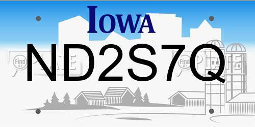 ND2S7Q Iowa License Plate