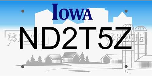 ND2T5Z Iowa License Plate