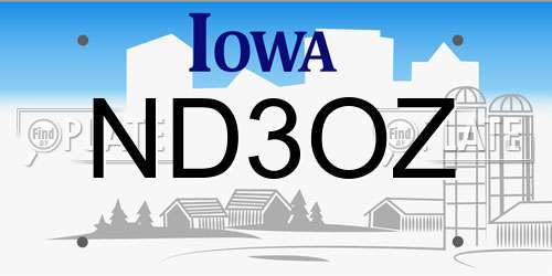 ND3OZ Iowa License Plate