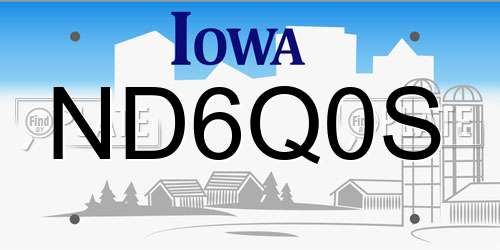 ND6Q0S Iowa License Plate