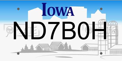 ND7B0H Iowa License Plate
