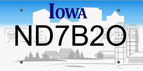 ND7B2O Iowa License Plate