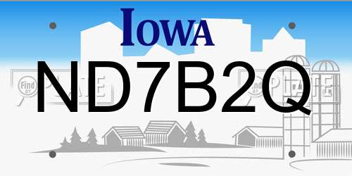 ND7B2Q Iowa License Plate