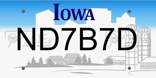 ND7B7D Iowa License Plate