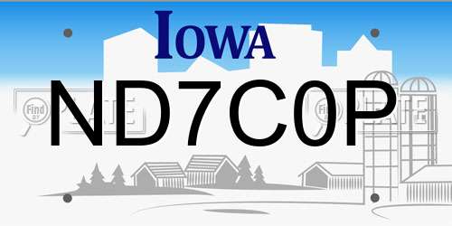 ND7C0P Iowa License Plate