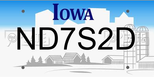 ND7S2D Iowa License Plate