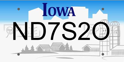 ND7S2O Iowa License Plate
