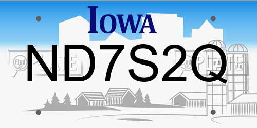 ND7S2Q Iowa License Plate