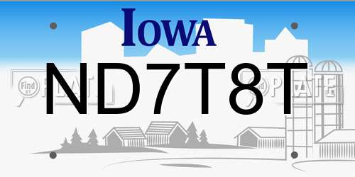 ND7T8T Iowa License Plate