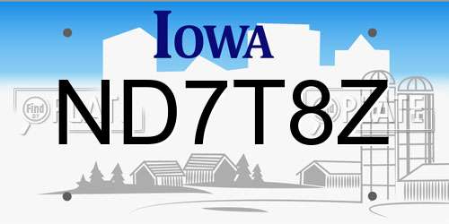 ND7T8Z Iowa License Plate