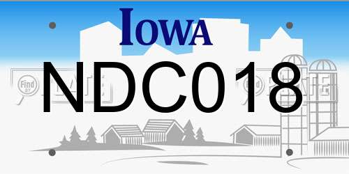 NDC018 Iowa License Plate