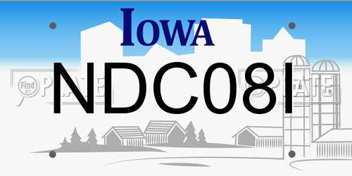 NDC08I Iowa License Plate