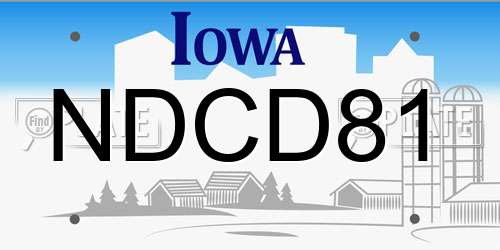 NDCD81 Iowa License Plate