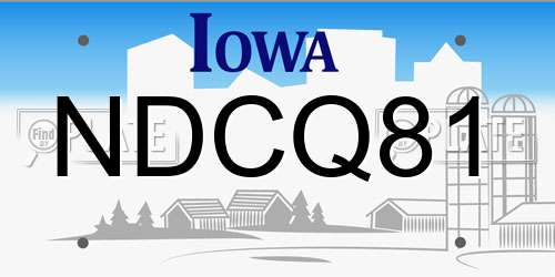 NDCQ81 Iowa License Plate