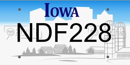 NDF228 Iowa License Plate