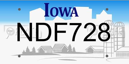 NDF728 Iowa License Plate