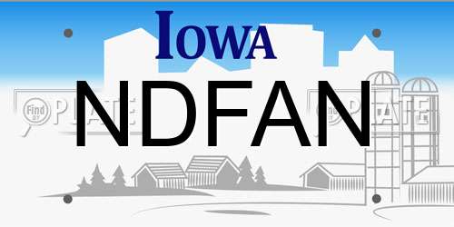 NDFAN Iowa License Plate