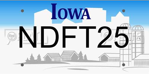 NDFT25 Iowa License Plate