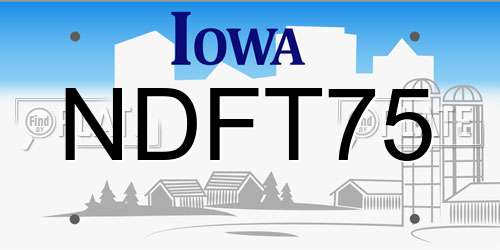 NDFT75 Iowa License Plate