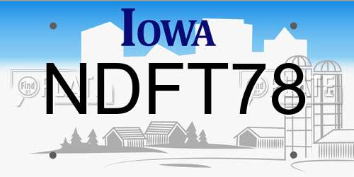 NDFT78 Iowa License Plate