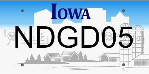 NDGD05 Iowa License Plate