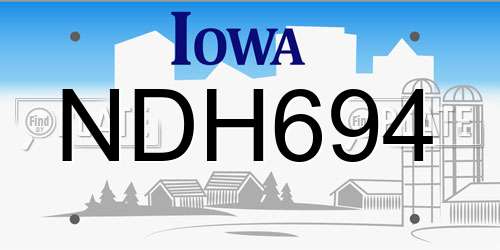 NDH694 Iowa License Plate