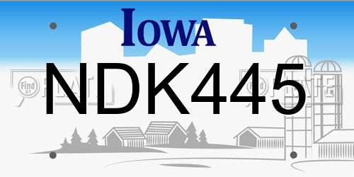 NDK445 Iowa License Plate