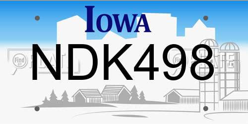 NDK498 license plate in IA state