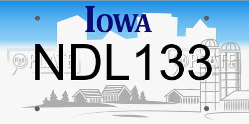 NDL133 Iowa License Plate