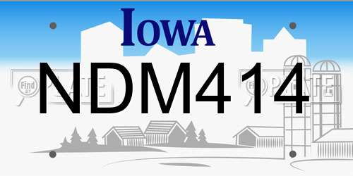 NDM414 Iowa License Plate