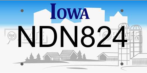NDN824 Iowa License Plate