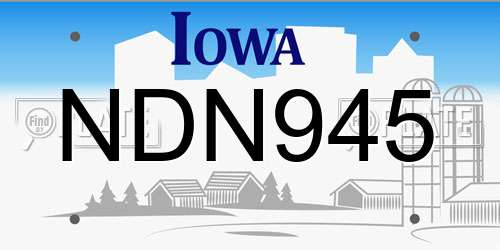 NDN945 Iowa License Plate