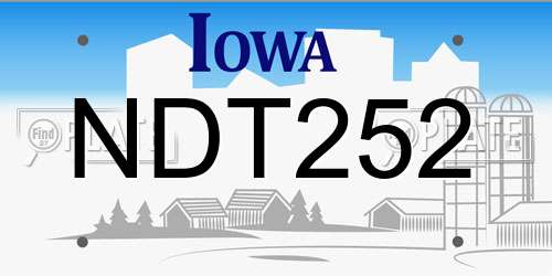 NDT252 Iowa License Plate