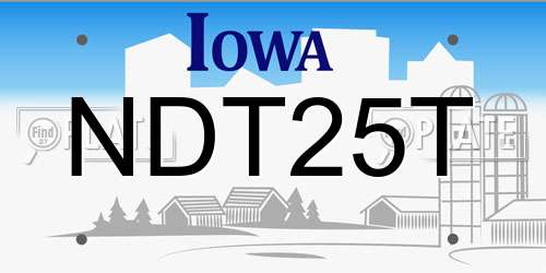NDT25T Iowa License Plate