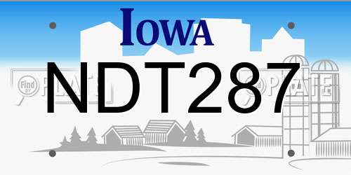 NDT287 Iowa License Plate