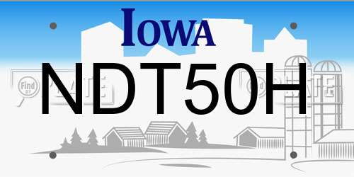 NDT50H Iowa License Plate