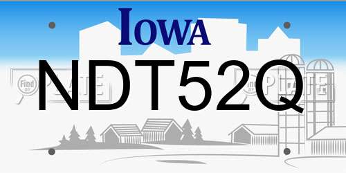 NDT52Q Iowa License Plate