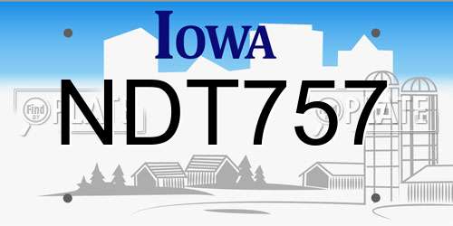 NDT757 Iowa License Plate