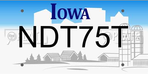 NDT75T Iowa License Plate