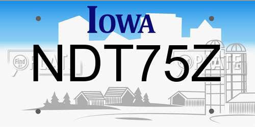NDT75Z Iowa License Plate