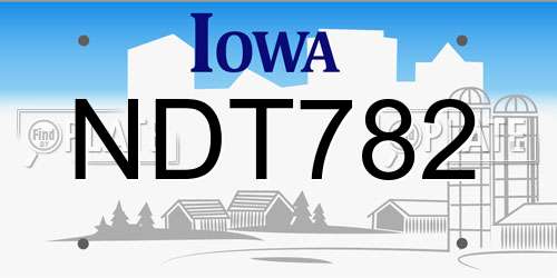 NDT782 Iowa License Plate