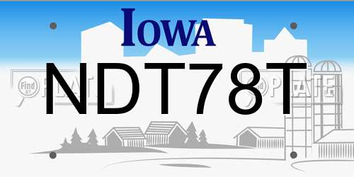 NDT78T Iowa License Plate