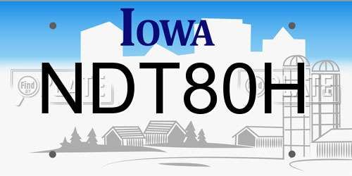 NDT80H Iowa License Plate