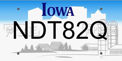 NDT82Q Iowa License Plate