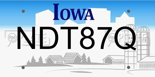 NDT87Q Iowa License Plate